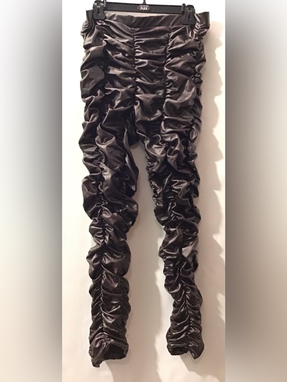 524 Ruched faux leather Women’s pants - Brown
